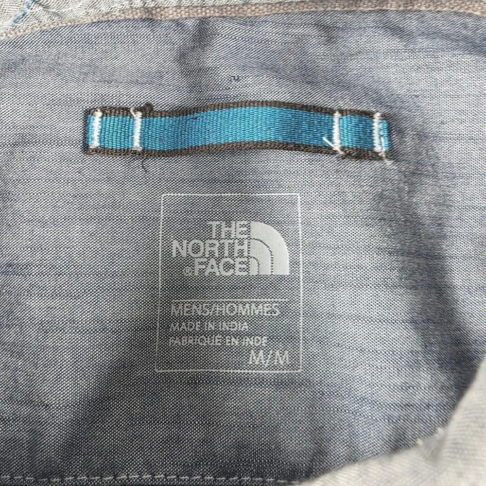 North Face Button Up Shirt Mens Medium Gray Long Sleeve Dual Pocket Casual M